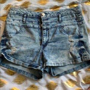 Acid wash jean shorts